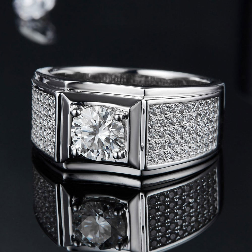 Damen Ring mit funkelndem Hauptstein und luxuriösem Zirkonia-Besatz Shop Nory