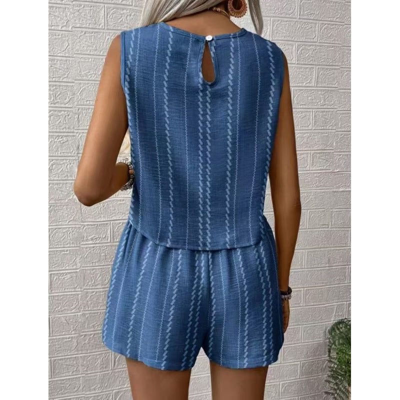 Damen lässiges Set mit ärmellosem Oberteil und Shorts