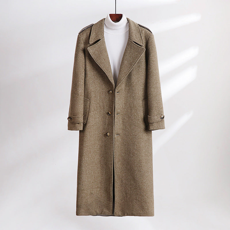 Herren Maxilanger Wollmix-Übermantel mit kastiger Silhouette, Schalkragen und dekorativen Schulterpatten Shop Nory