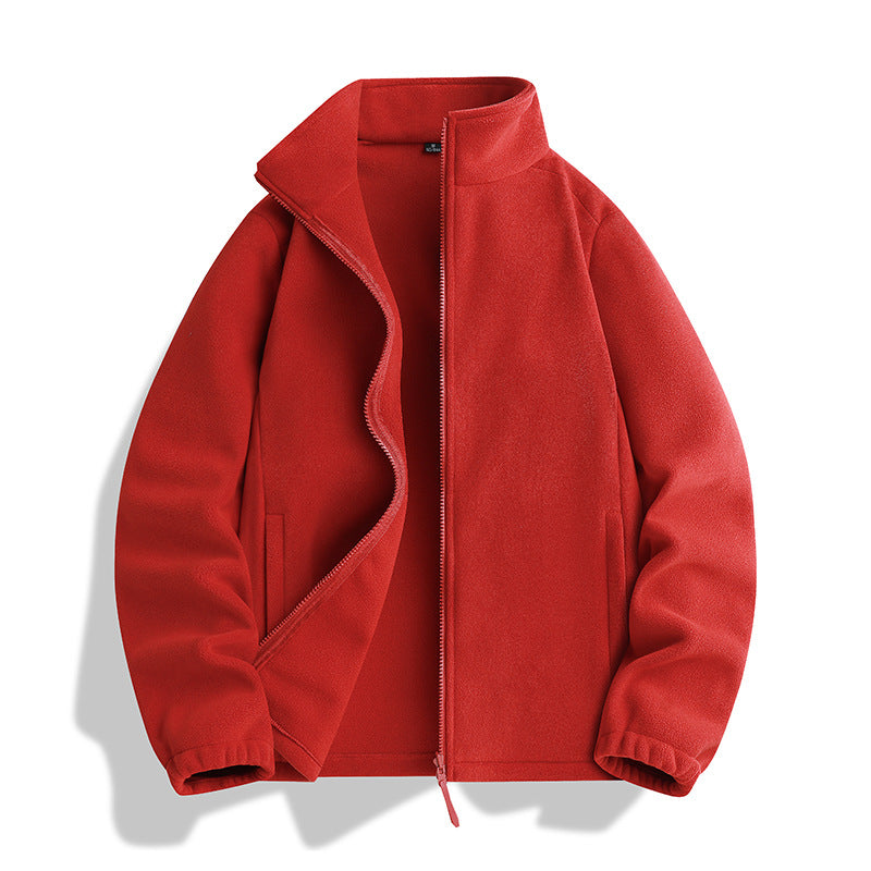 Unisex Fleecejacke mit Stehkragen, durchgehendem Reißverschluss und elastischen Bündchen Shop Nory