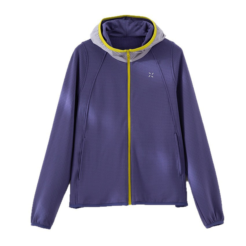 Damen Leichte Kapuzen-Trainingsjacke aus strukturiertem Funktionsjersey mit durchgehendem Reißverschluss Shop Nory