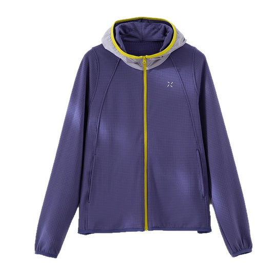 Damen Leichte Kapuzen-Trainingsjacke aus strukturiertem Funktionsjersey mit durchgehendem Reißverschluss Shop Nory