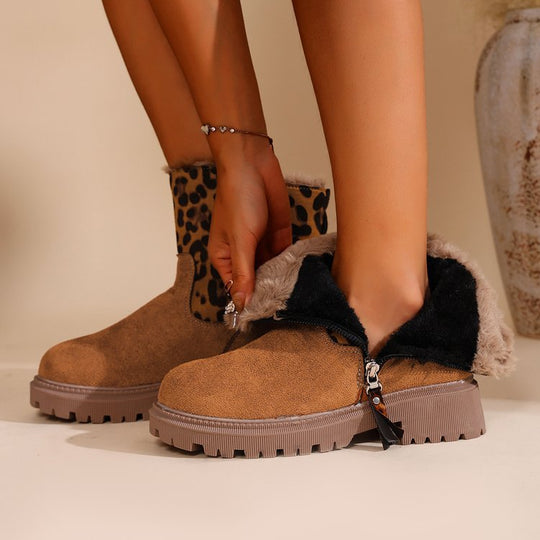 Damen Gefütterte Wildlederoptik Stiefeletten mit Teddyfutter, seitlichem Reißverschluss und profilierter Gummisohle Shop Nory