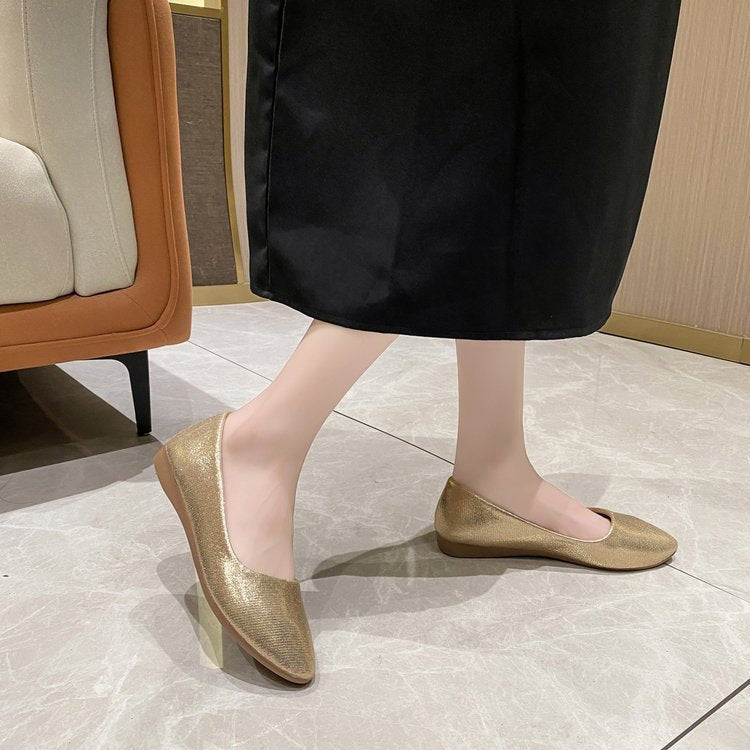 Damen elegante Ballerinas mit schimmerndem Obermaterial