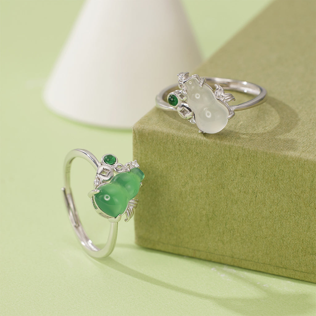 Damen Ring mit kreativem Design aus grünem Halbedelstein und Zirkonia Shop Nory