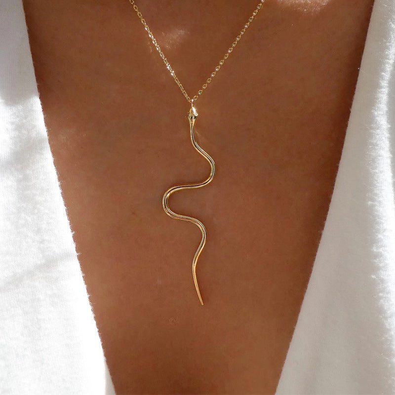 Damen Halskette mit geschwungenem Schlangendesign Shop Nory