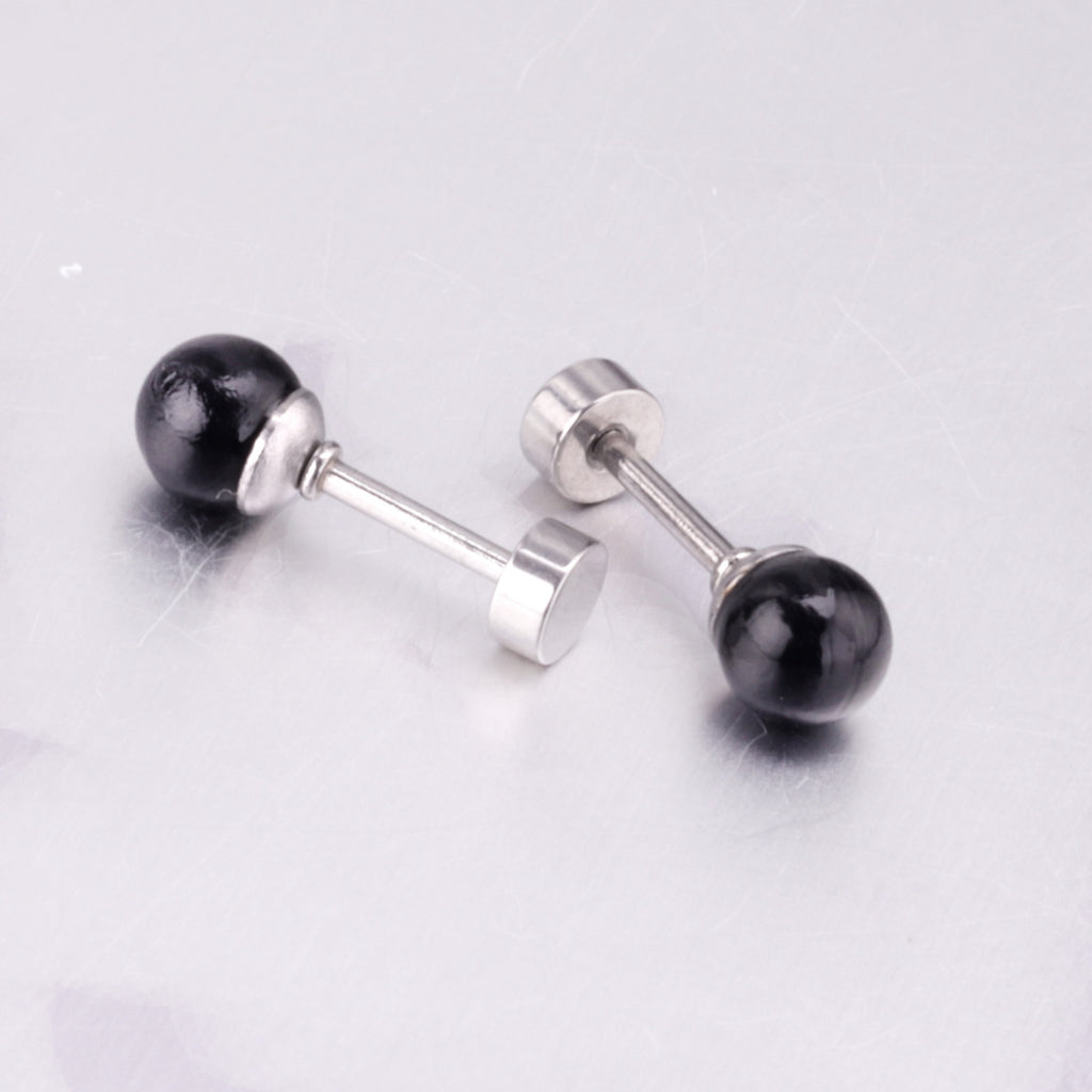 Damen Ohrstecker mit goldplattierter Edelstahl-Basis und schwarzem Perlenanhänger Shop Nory