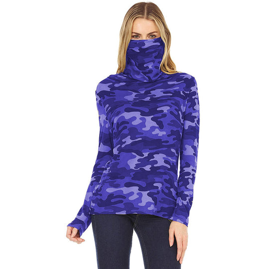 Damen Camouflage-Jersey-Longsleeve mit integriertem Schlauchkragen Shop Nory