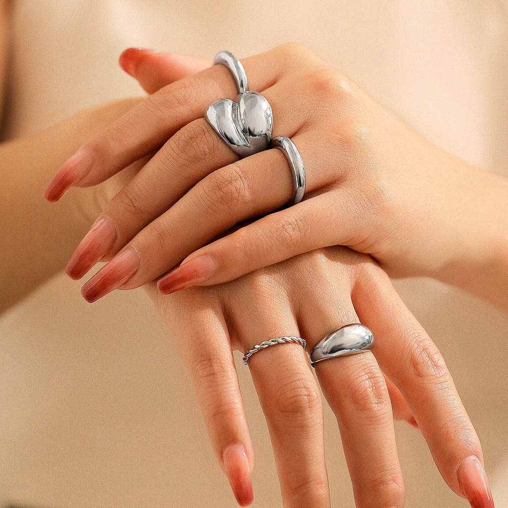Damen elegantes Ring-Set mit kunstvollem Design und verführerischem Glanz Shop Nory