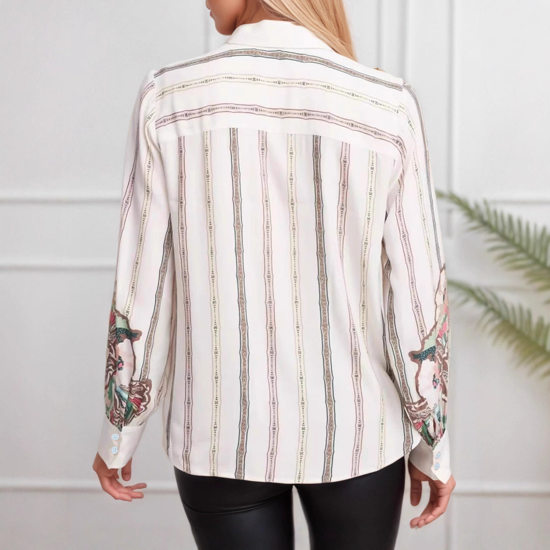 Damen Gemusterte Seidenoptik-Hemdbluse mit Ballonärmeln Shop Nory