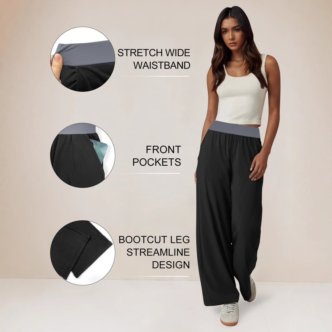 Damen Weite Komfort-Loungehose mit hohem Softbund und Seitentaschen Shopy Nory