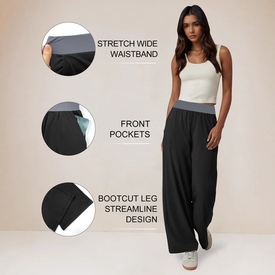 Damen Weite Komfort-Loungehose mit hohem Softbund und Seitentaschen Shopy Nory