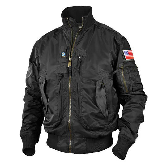 Herren Flieger-Bomberjacke mit Utility-Taschen, Ärmeltasche und geripptem Saum Shop Nory