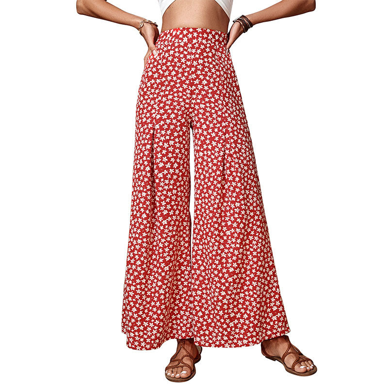 Damen High‑Waist Palazzo‑Hose mit weitem, fließendem Bein und floralem Alloverprint Shop Nory