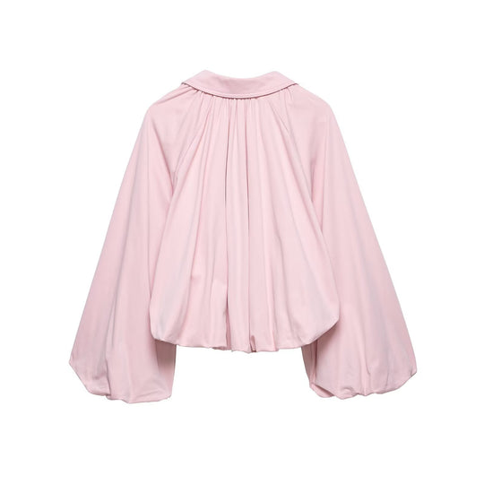 Damen Kurz geschnittene Blousonjacke mit weitem Ballonärmel, Reißverschluss und elastischem Saum Shop Nory