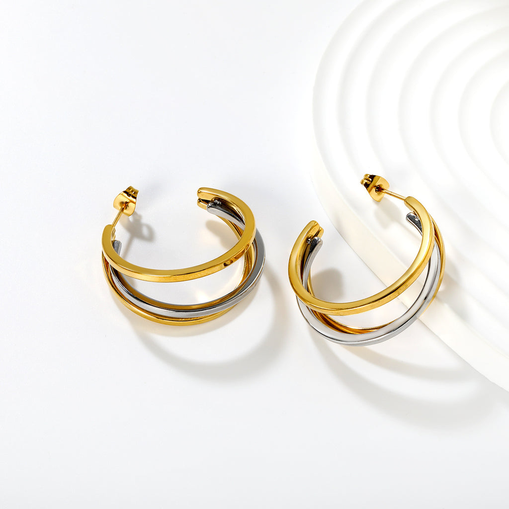 Damen Creolen mit elegantem Doppelring-Design Shop Nory
