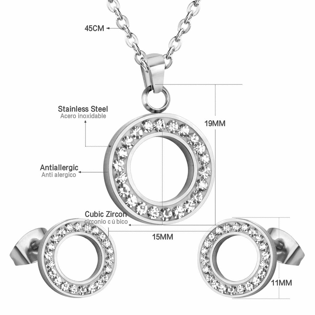 Damen Schmuckset mit funkelndem Zirkonia-Anhänger und eleganten Ohrsteckern Shop Nory