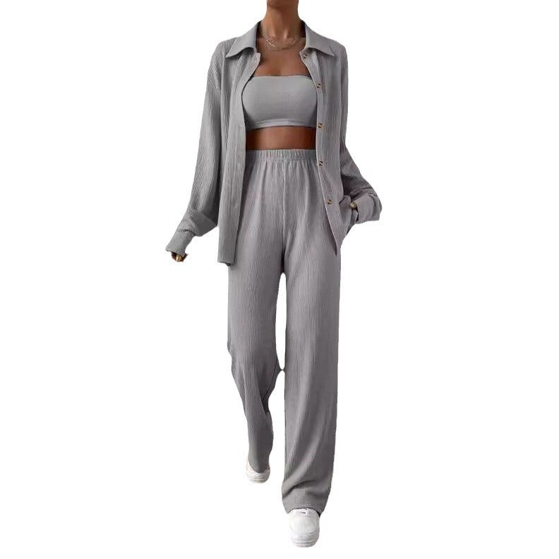 Damen Zweiteiliges Lounge-Set mit Oberteil und weiter Hose