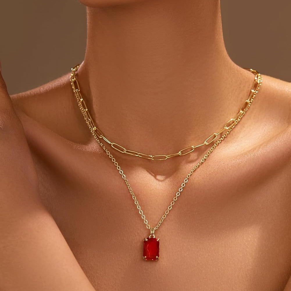 Damen Halskette mit doppeltem Layer-Design und elegantem Anhänger Shop Nory