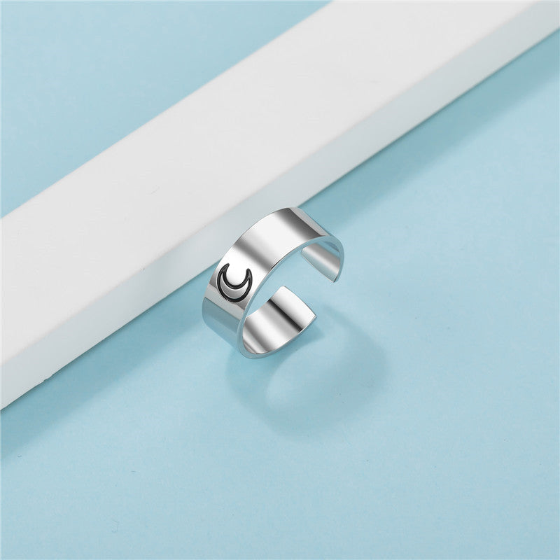 Damen Offener Ring aus Edelstahl mit elegantem Halbmond-Design Shop Nory