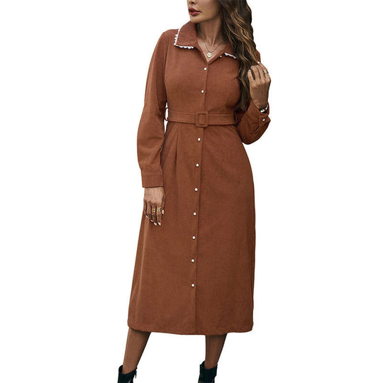 Damen Hemdblusenkleid mit Gürtel und Rüschen Shop Nory