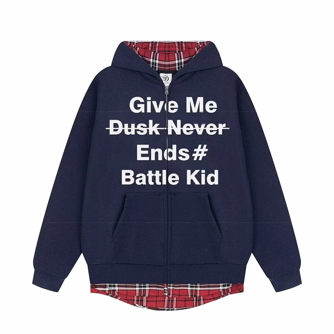 Unisex Modischer Kapuzenpullover mit kariertem Innenfutter Shop Nory