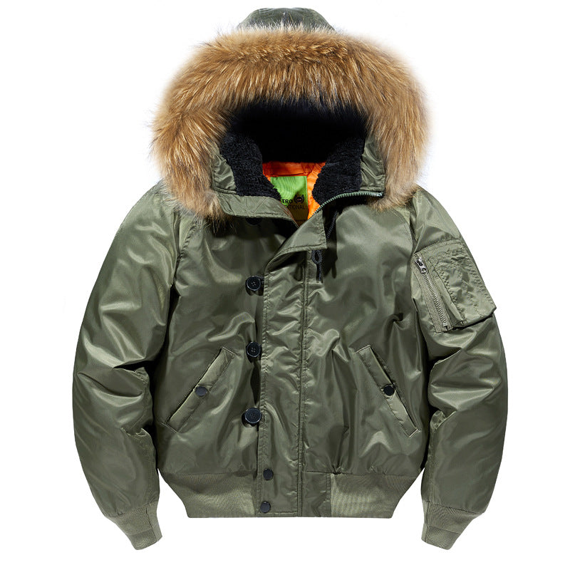 Herren Gefütterte Bomberjacke mit abnehmbarer Kunstfellkapuze und Thermo-Futter Shop Nory