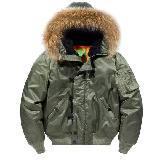 Herren Gefütterte Bomberjacke mit abnehmbarer Kunstfellkapuze und Thermo-Futter Shop Nory