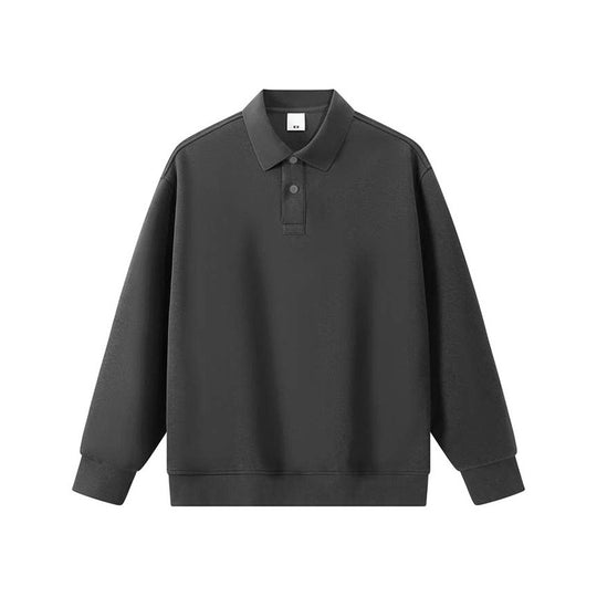 Unisex Oversize-Polo-Sweatshirt mit gerippten Bündchen und Knopfleiste Shop Nory