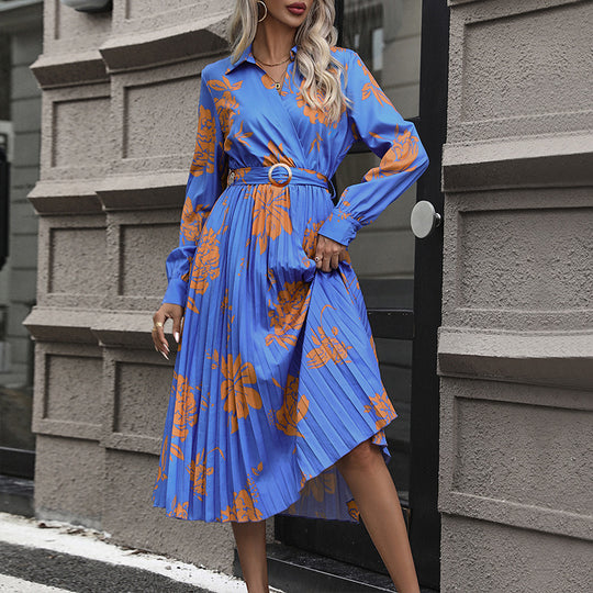 Damen Midikleid mit Plissée-Rock, Wickeloberteil und Taillengürtel Shop Nory