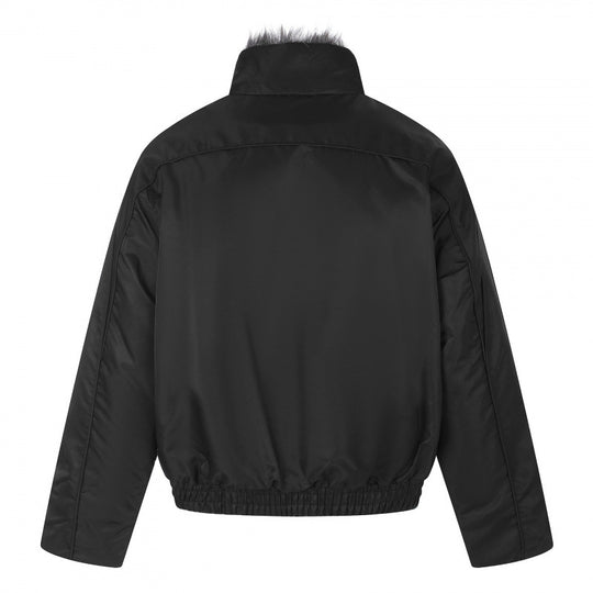 Herren Kurzjacke im Retro-Pufferstil mit hochschließendem Kunstfellkragen und dekorativer Wellensteppung Shop Nory