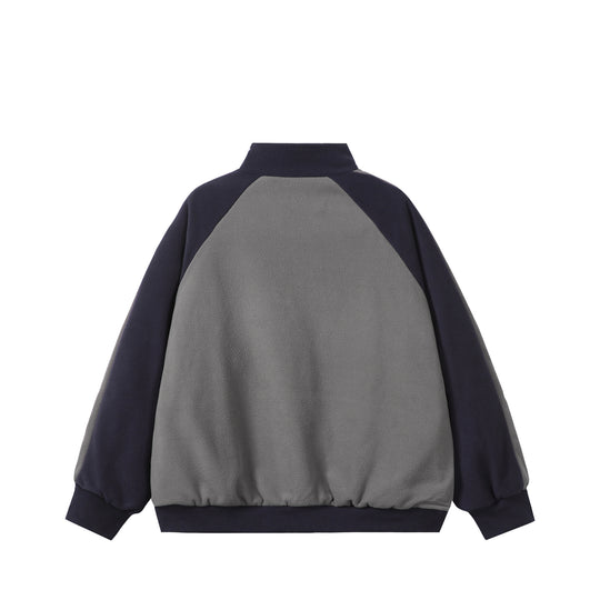 Unisex Boxy-Fleecejacke mit Frontreißverschluss, Stehkragen und Pattentaschen Shop Nory