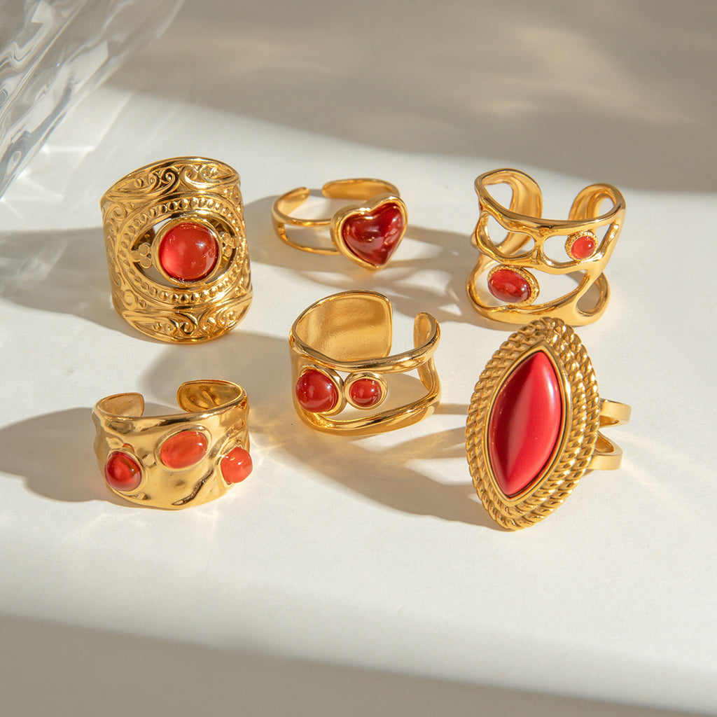 Damen Offener Ring mit Herzdesign und verstellbarer Größe Shop Nory