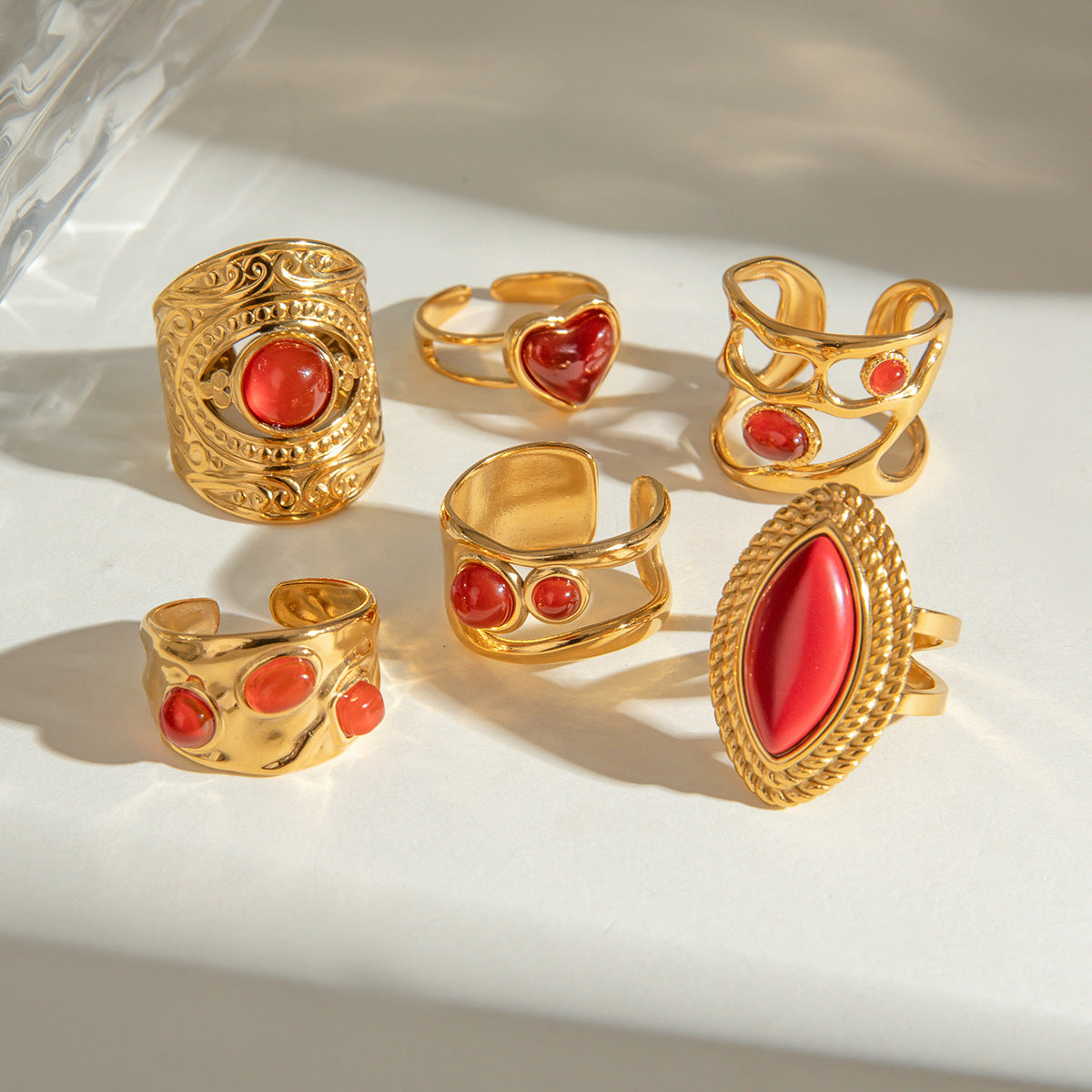 Damen Offener Ring mit Herzdesign und verstellbarer Größe Shop Nory