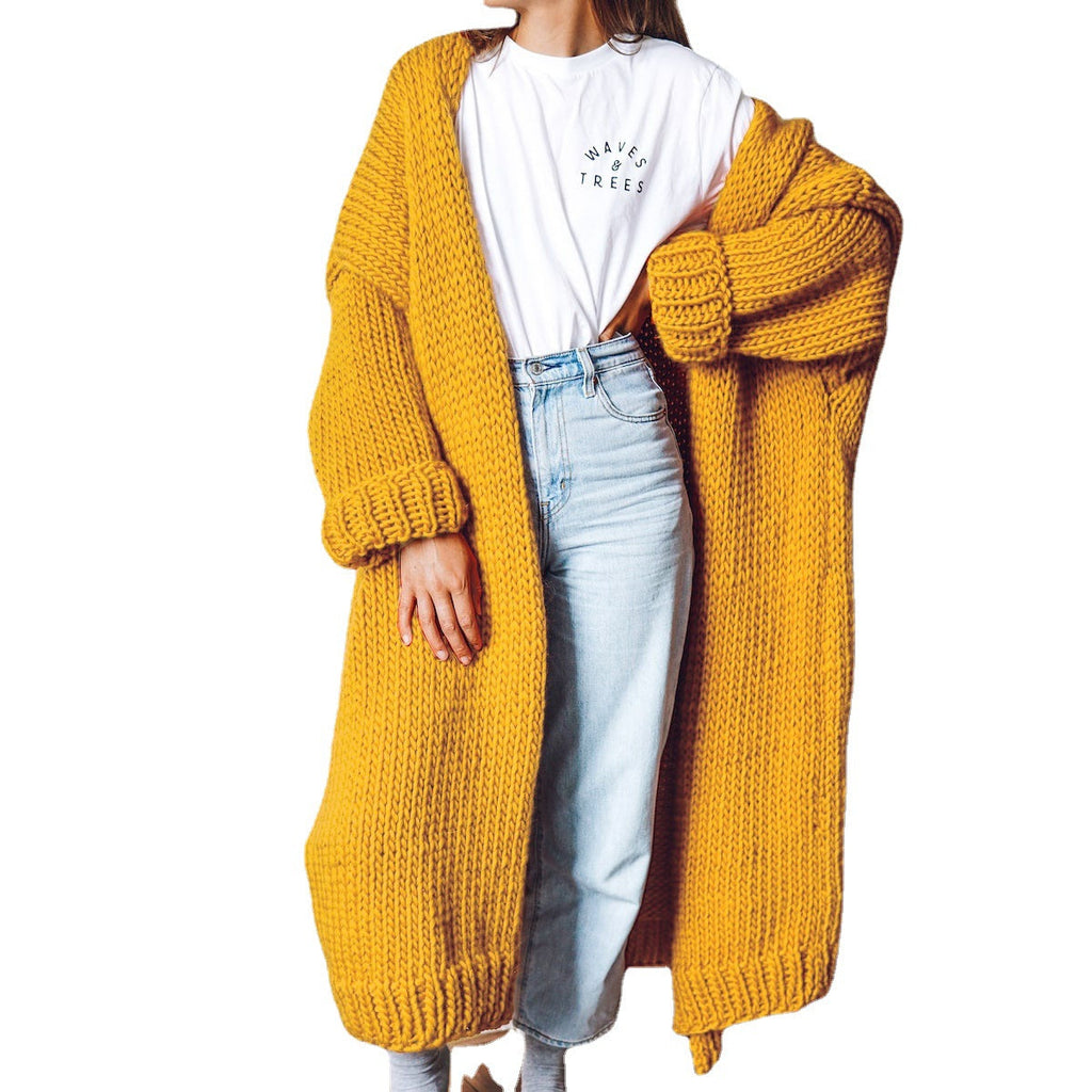 Damen Langärmeliger Grobstrick Cardigan Shopnory