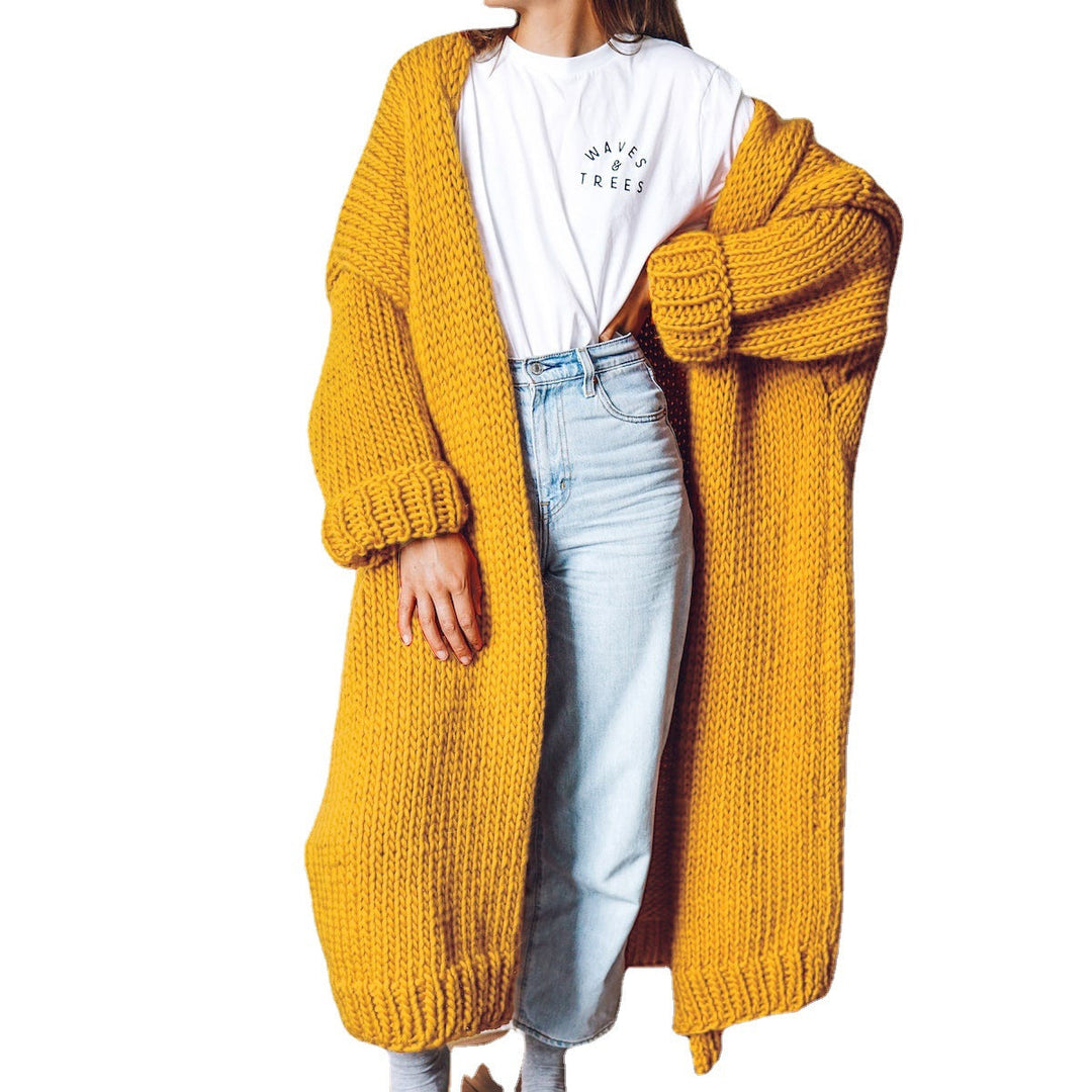 Damen Langärmeliger Grobstrick Cardigan Shopnory