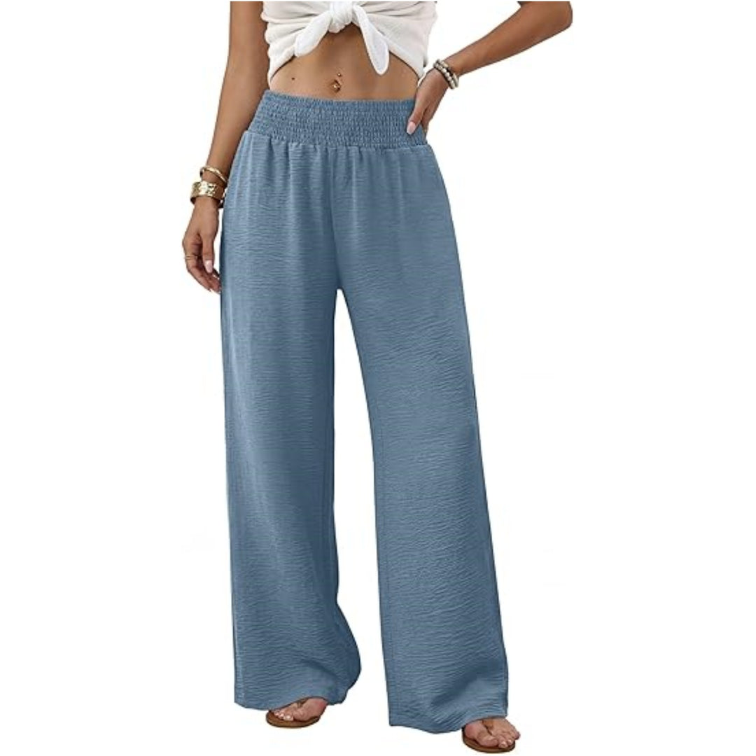Damen Palazzo-Loungehose mit hohem Smokbund und weitem Bein Shop Nory