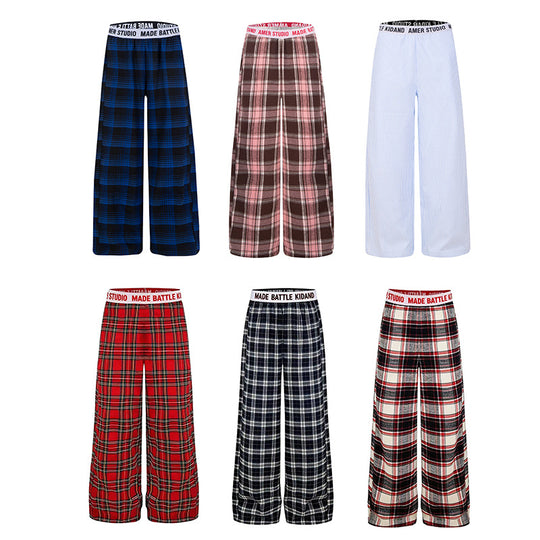 Damen Weite Lounge-Hose mit Karomuster und elastischem Logobund Shop Nory