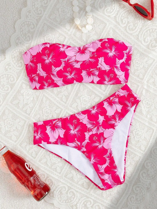 Damen Bandeau-Bikini mit elegantem Muster Shopnory