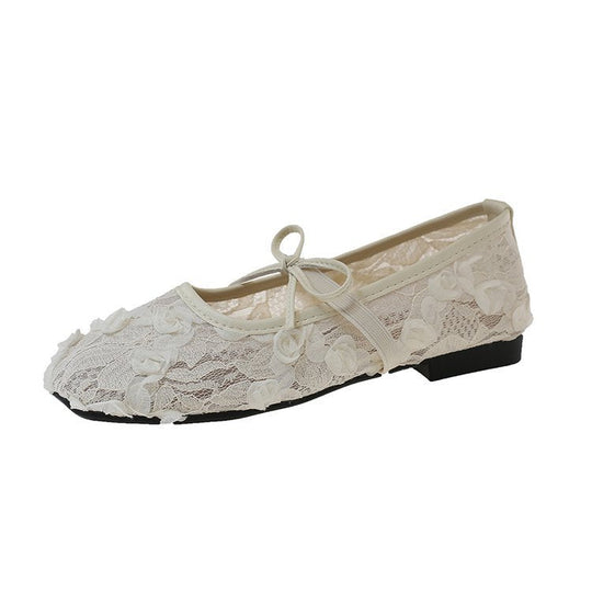 Damen Ballerinas mit floralem Spitzen-Design