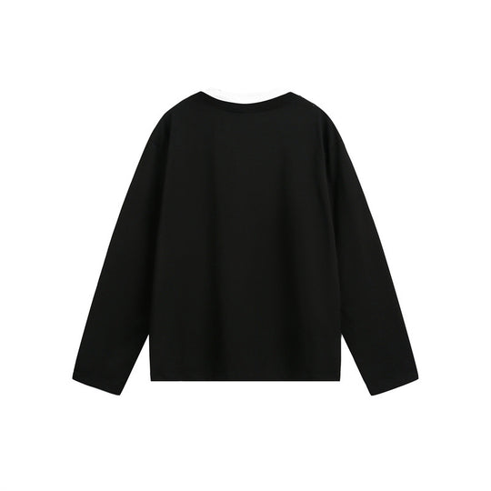 Unisex Lässiges Layering-Henley-Langarmshirt mit Kontrast-Doppelkragen Shop Nory