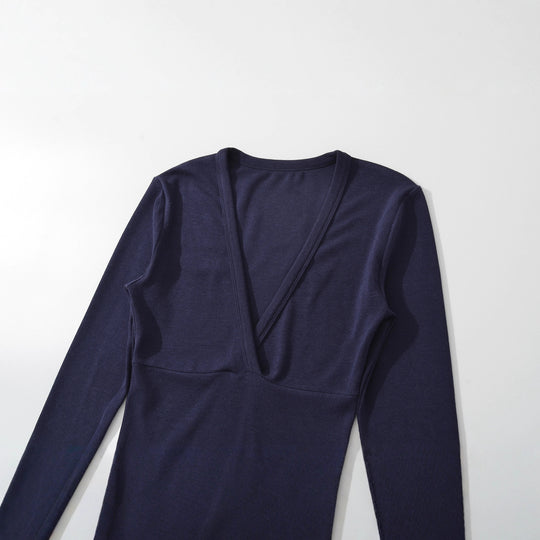 Damen Wickelshirt mit V-Ausschnitt und taillierter Teilungsnaht Shop Nory