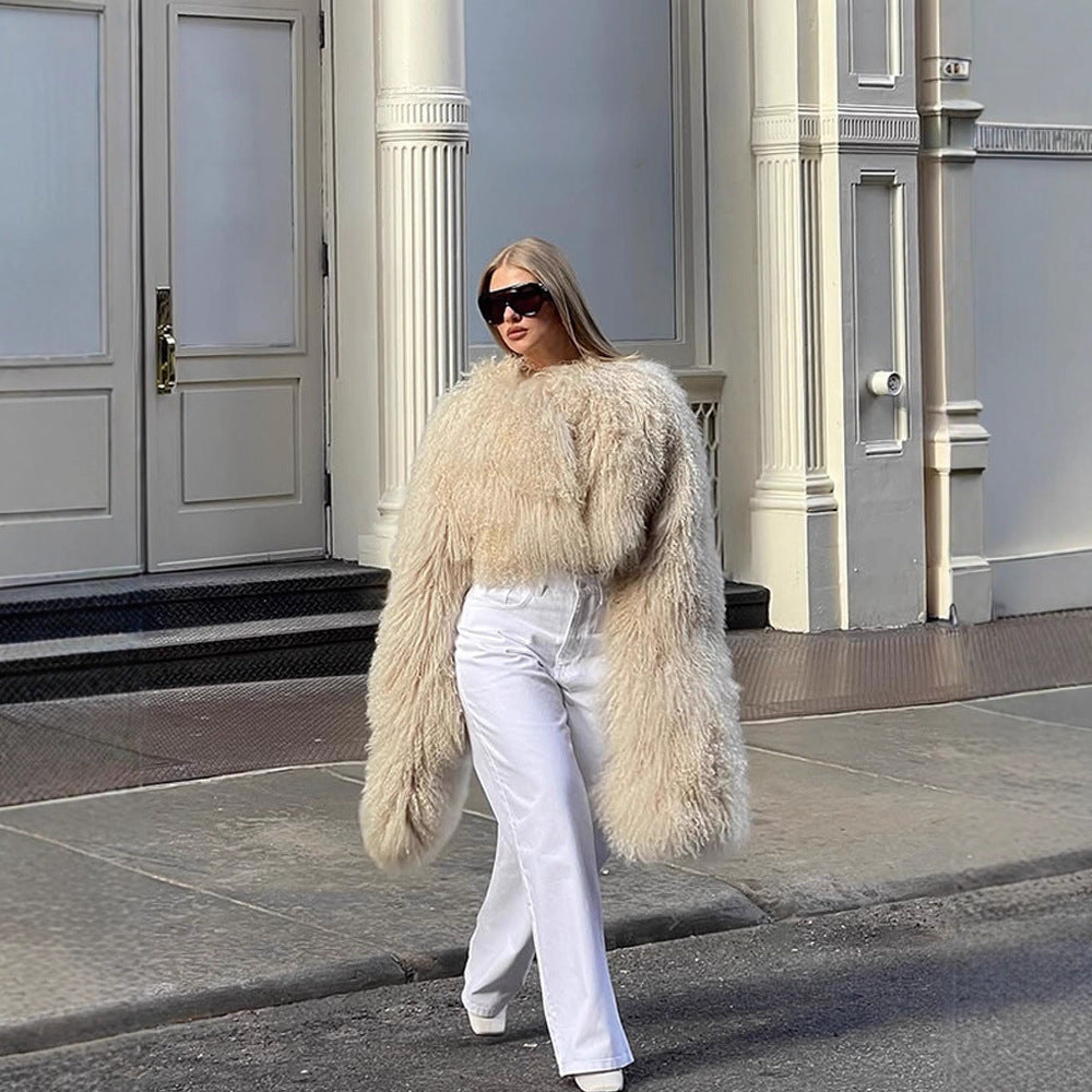 Damen Extravaganter Oversize-Fauxfur-Mantel mit langfloriger Lockenstruktur Shop Nory