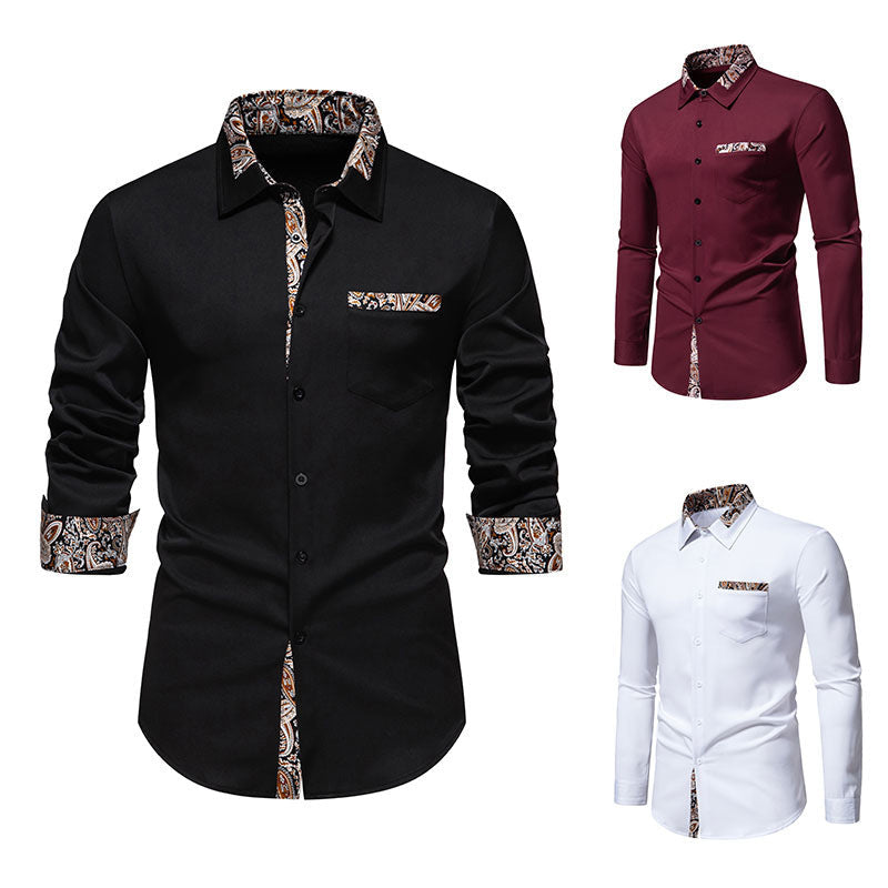 Herren Langarmhemd mit eleganten Paisley-Mustern