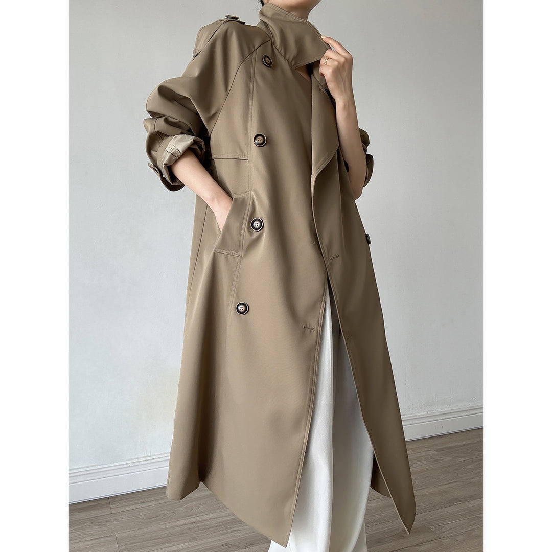 Damen Oversize Mantel im Trench-Stil mit Raglanärmeln und doppelreihiger Knopfleiste Shop Nory