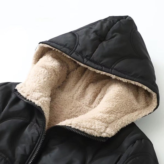 Damen Gesteppte Kapuzenjacke mit kuscheligem Teddyfutter und seitlichen Eingrifftaschen Shop Nory