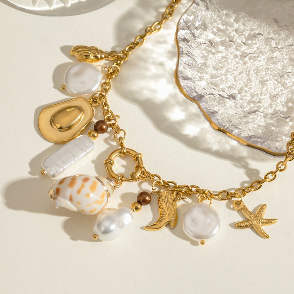 Damen Halskette mit maritimen Charms und hypoallergener Edelstahlverarbeitung Shop Nory