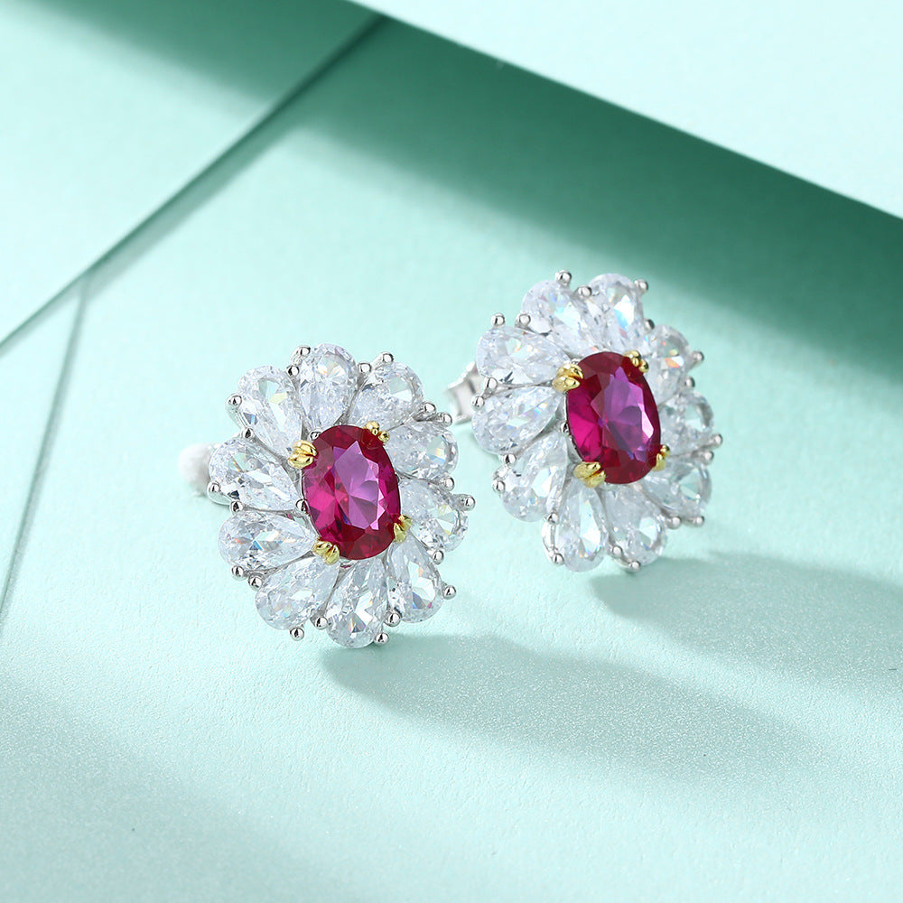 Damen Edle Ohrringe mit funkelndem Rubin und Zirkonia Shop Nory