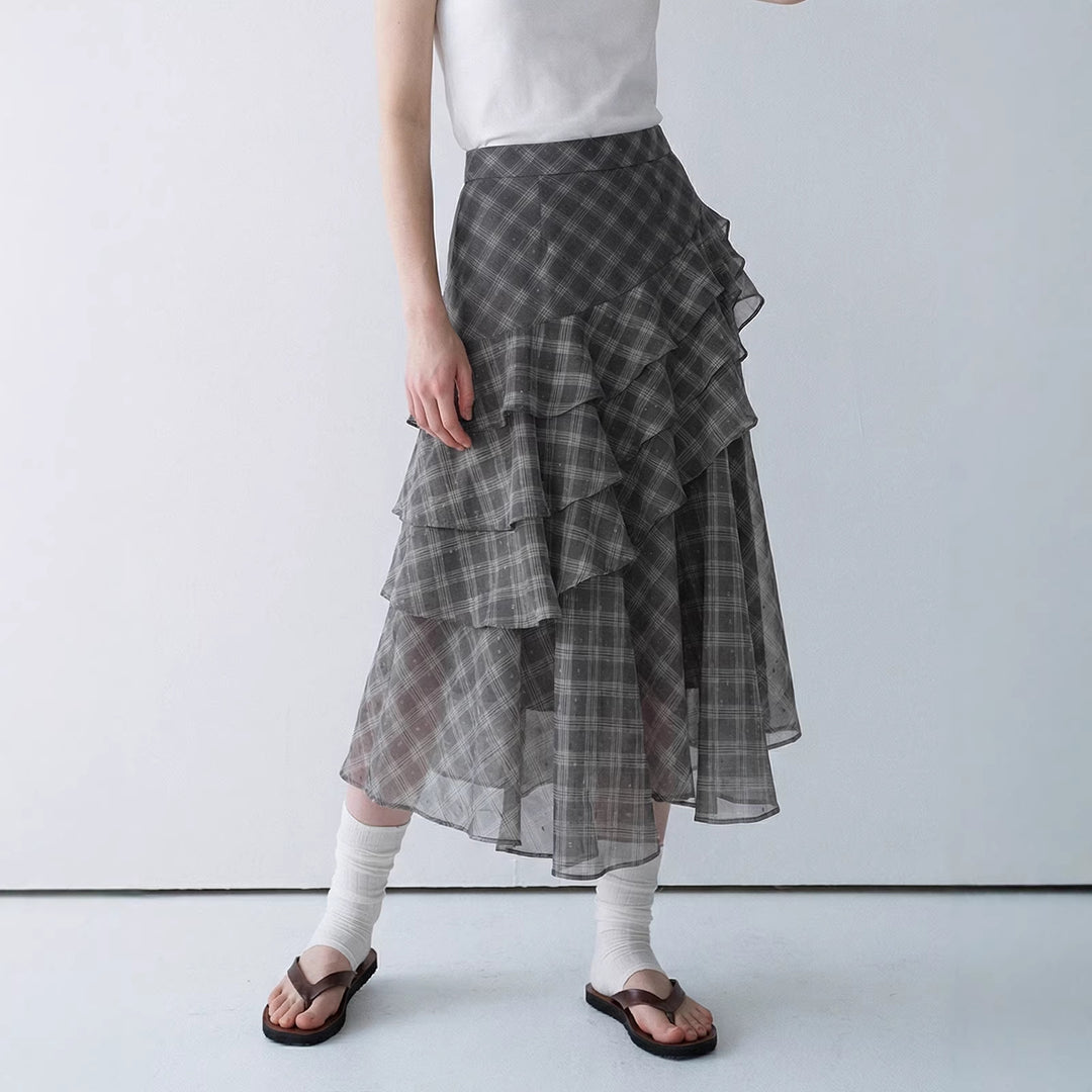 Damen Langer, Plissierter Rock mit Rüschen Shop Nory