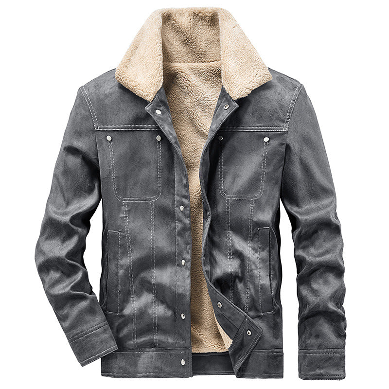 Herren Gefütterte Truckerjacke in Wildlederoptik mit Sherpa-Kragen Shop Nory